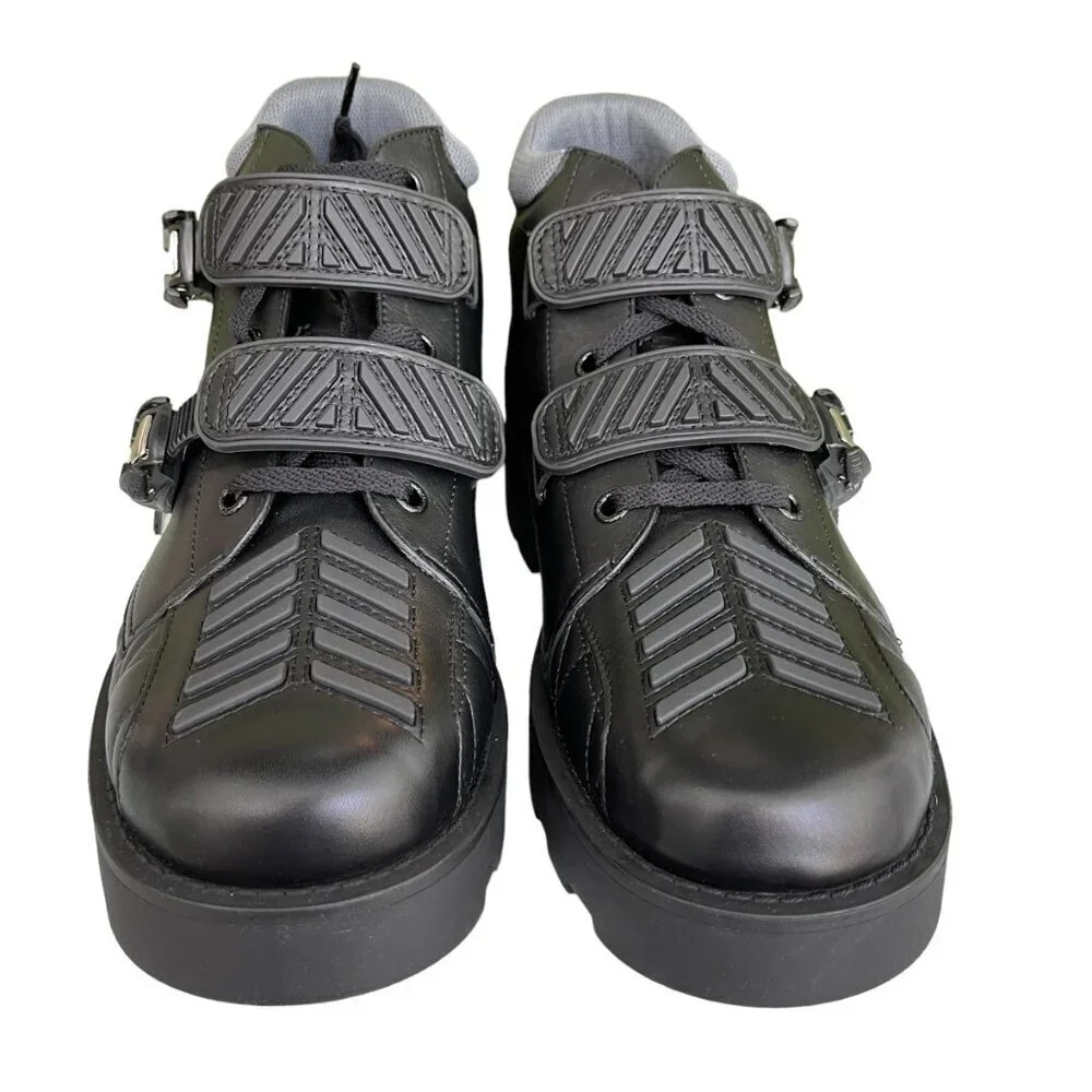 Gucci 718665 Black Leather Quebec Hi-top‎ Calf Men's Sneakers Shoe, Sz G10